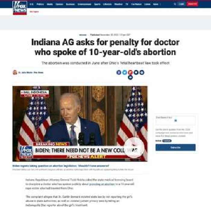 Indiana AG asks for penalty for doctor who spoke of 10-year-old's abortion