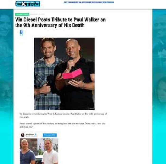 Vin Diesel Posts Tribute to Paul Walker on the 9th Anniversary of His Death