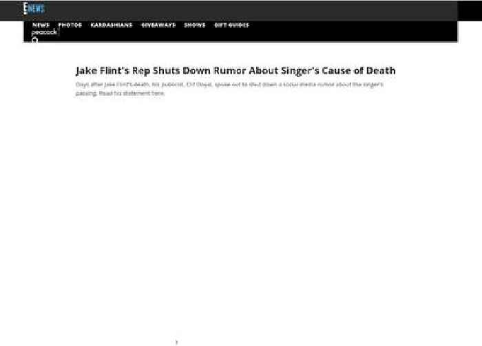 
                        Jake Flint’s Rep Shuts Down Rumor About Singer’s Cause of Death
