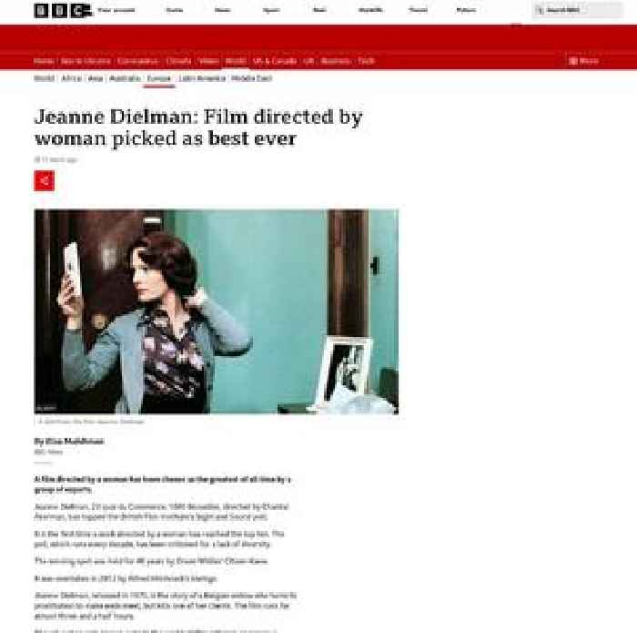 Jeanne Dielman: Film directed by woman picked as best ever
