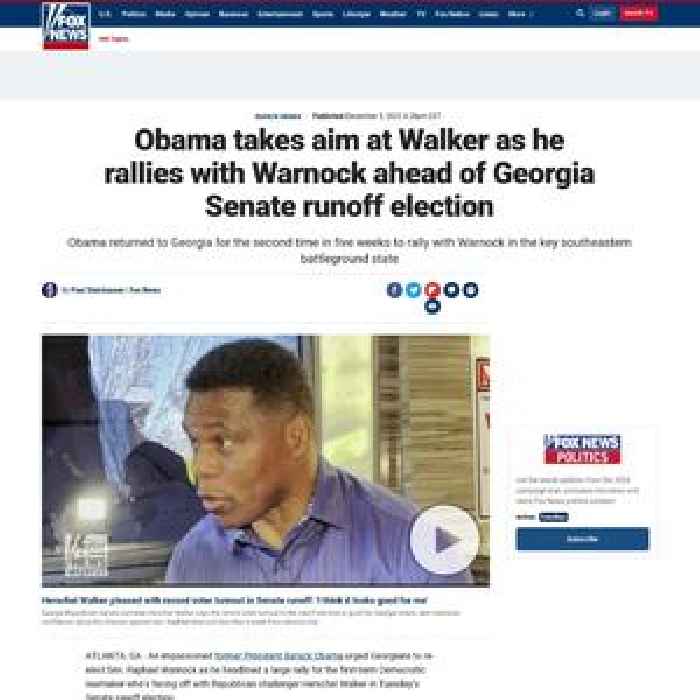 Obama takes aim at Walker as he rallies with Warnock ahead of Georgia Senate runoff election