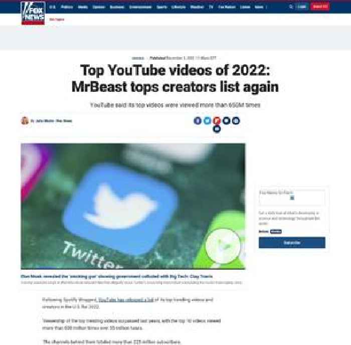 Top YouTube videos of 2022: MrBeast tops creators list again