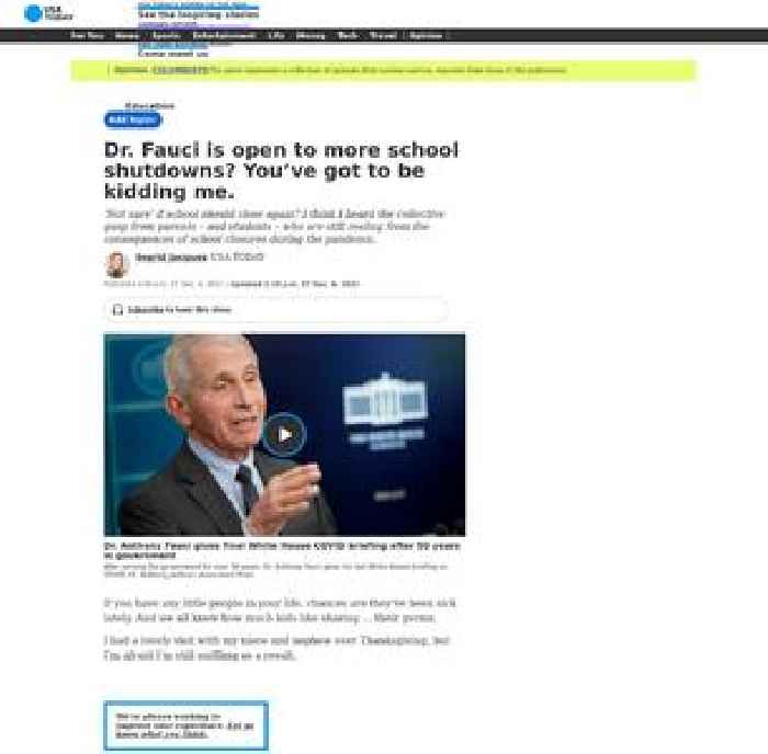 Dr. Fauci is open to more school shutdowns? You've got to be kidding me.