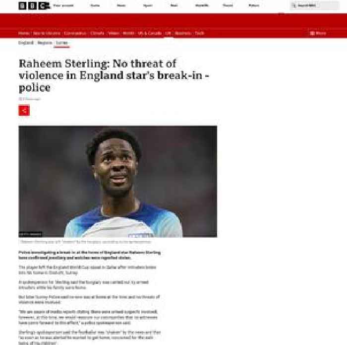 Raheem Sterling: Police probe break-in at England star's home