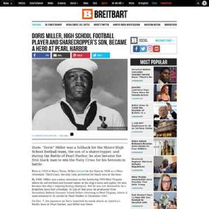 Doris Miller, High School Football Player and Sharecropper's Son, Became a Hero at Pearl Harbor