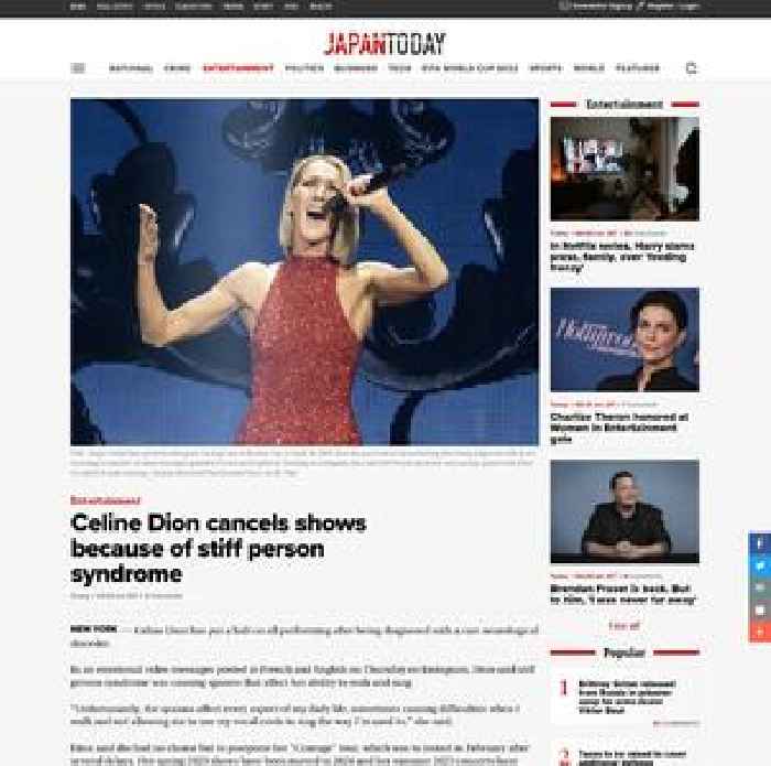 Celine Dion cancels shows because of stiff person syndrome