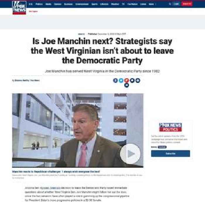 Is Joe Manchin next? Strategists say the West Virginian isn’t about to leave the Democratic Party