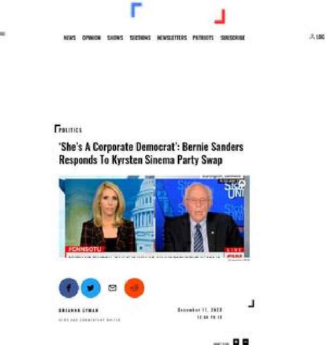 ‘She’s A Corporate Democrat’: Bernie Sanders Responds To Kyrsten Sinema Party Swap