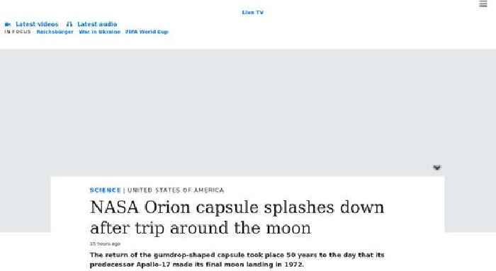 NASA Orion capsule splashes down after trip around the moon