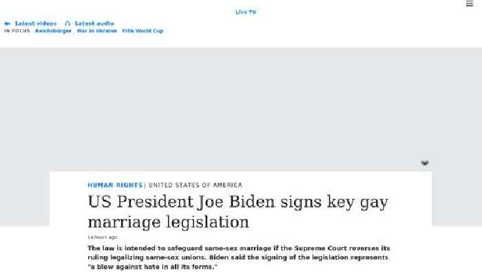 US President Joe Biden signs key gay marriage legislation
