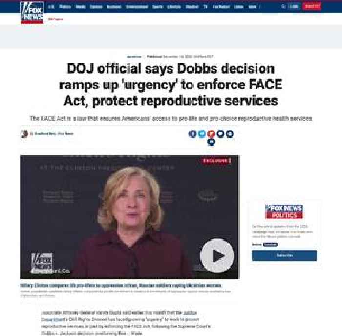 DOJ official says Dobbs decision ramps up 'urgency' to enforce FACE Act, protect reproductive services