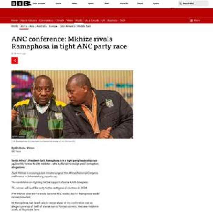 ANC conference: Mkhize rivals Ramaphosa in tight ANC party race