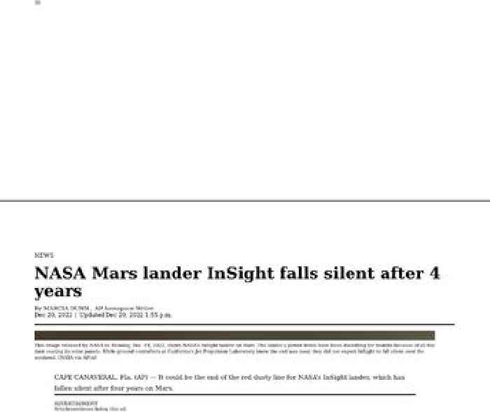 NASA Mars lander InSight falls silent after 4 years