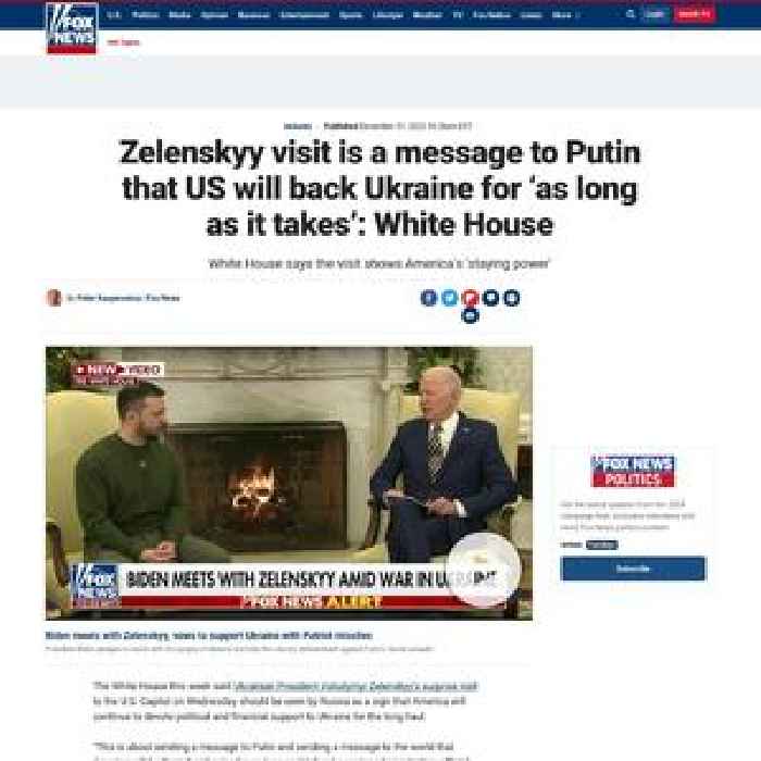 Zelenskyy visit is a message to Putin that US will back Ukraine for ‘as long as it takes’: White House