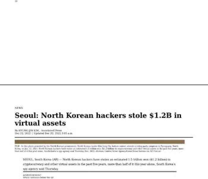 Seoul: North Korean hackers stole $1.2B in virtual assets