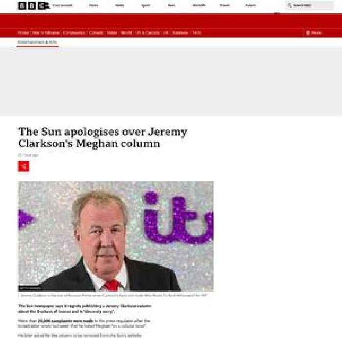The Sun apologises over Jeremy Clarkson's Meghan column
