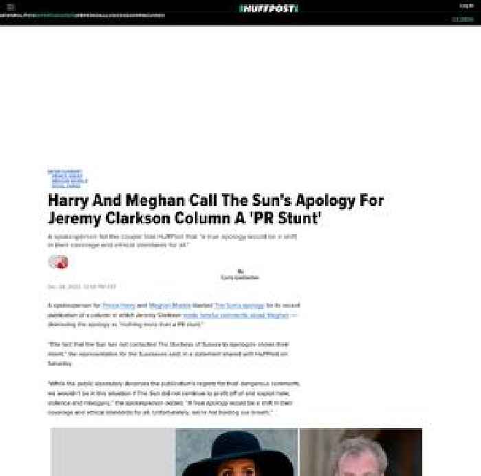

    Harry And Meghan Call The Sun's Apology For Jeremy Clarkson Column A 'PR Stunt'

