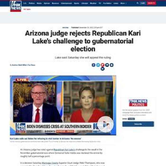 Arizona judge rejects Republican Kari Lake's challenge to gubernatorial election