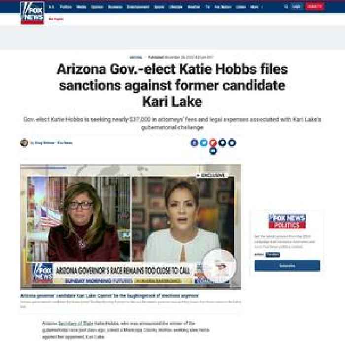 Arizona Gov.-elect Katie Hobbs files sanctions against former candidate Kari Lake