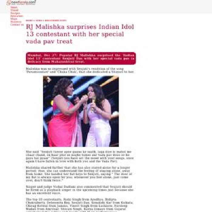
RJ Malishka surprises 'Indian Idol 13' contestant with her special vada pav treat

