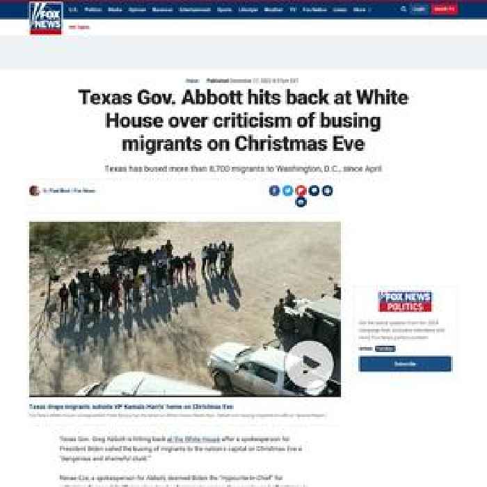 Texas Gov. Abbott hits back at White House over criticism of busing migrants on Christmas Eve