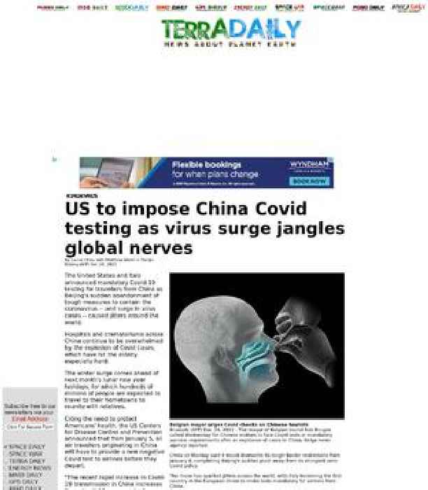 US to impose China Covid testing as virus surge jangles global nerves