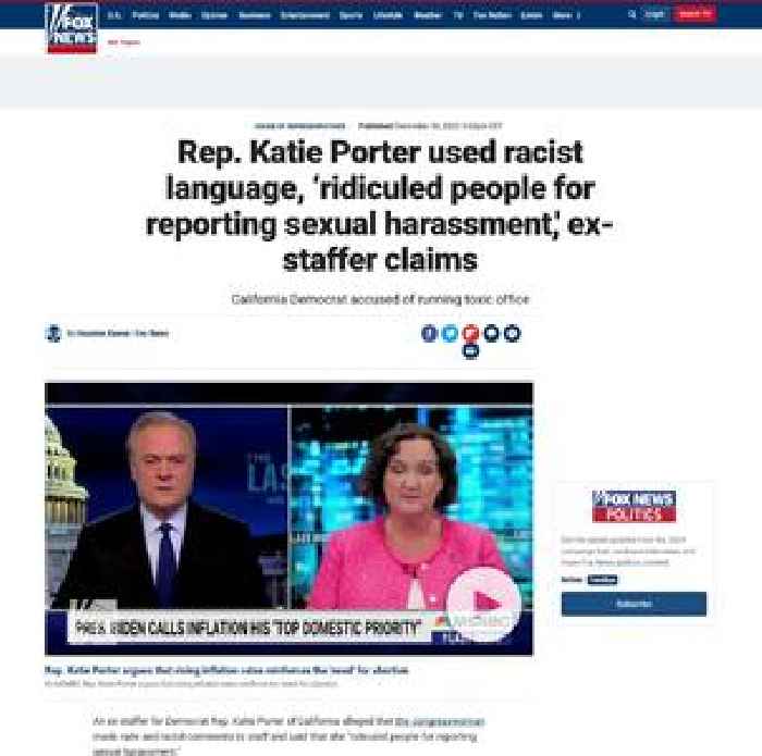 Rep. Katie Porter used racist language, ‘ridiculed people for reporting sexual harassment,' ex-staffer claims