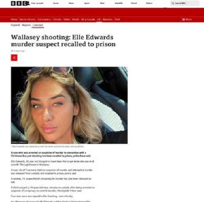 Wallasey shooting: Elle Edwards murder suspect recalled to prison