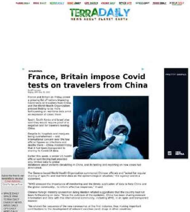 France, Britain impose Covid tests on travelers from China