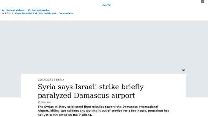 Syria says Israeli strike briefly paralyzed Damascus airport