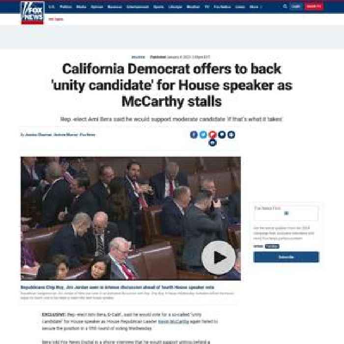 California Democrat offers to back 'unity candidate' for House speaker as McCarthy stalls