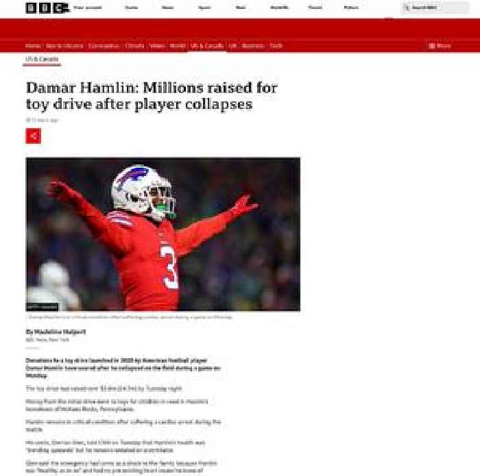 Damar Hamlin: Millions raised for toy drive after player collapses