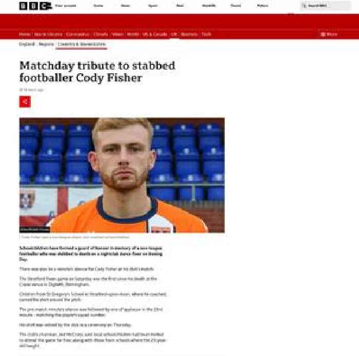 Matchday tribute to stabbed footballer Cody Fisher