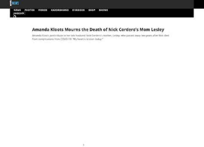 
                        Amanda Kloots Mourns the Death of Nick Cordero’s Mom Lesley
