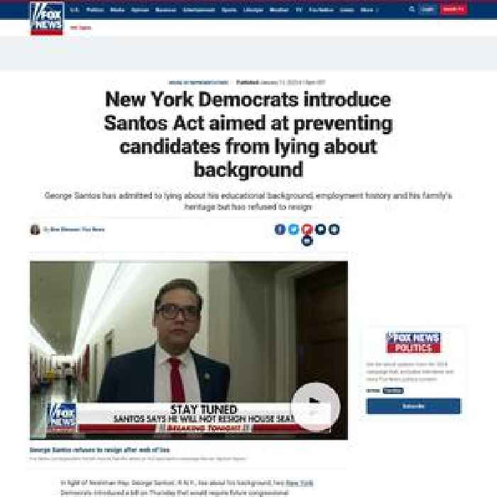 New York Democrats Introduce Santos Act Aimed At One News Page