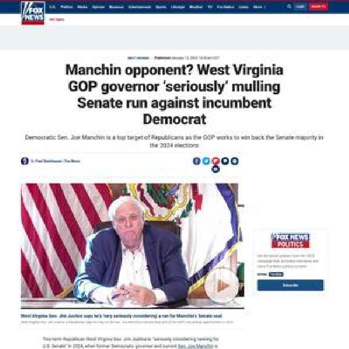 Manchin opponent? West Virginia GOP governor ‘seriously’ mulling Senate run against incumbent Democrat