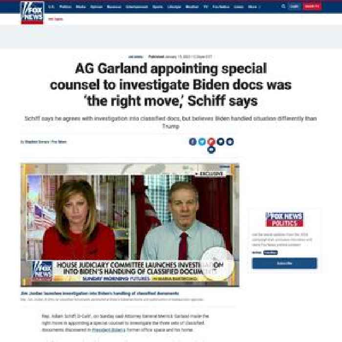 AG Garland appointing special counsel to investigate Biden docs was ‘the right move,’ Schiff says