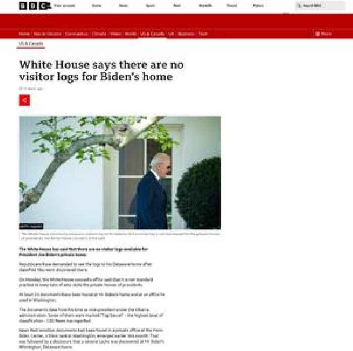 White House says there are no visitor logs for Biden's home