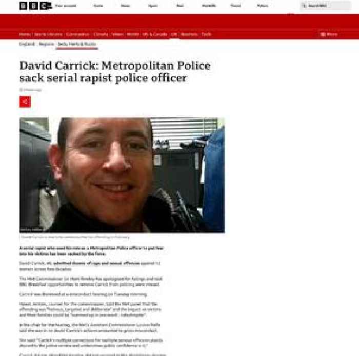 David Carrick: Metropolitan Police sack serial rapist police officer