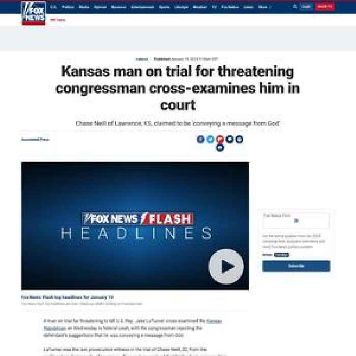 Kansas man on trial for threatening congressman cross-examines him in court
