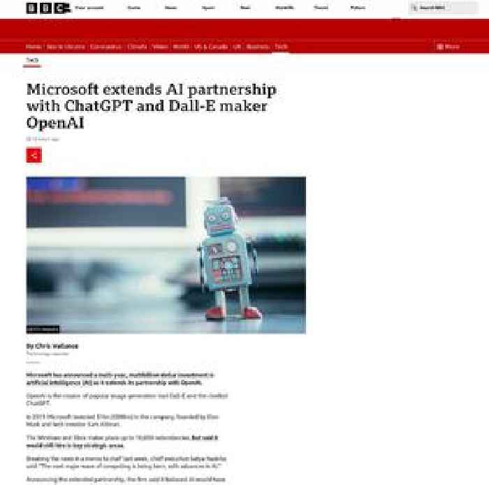 Microsoft extends AI partnership with ChatGPT and Dall-E maker OpenAI