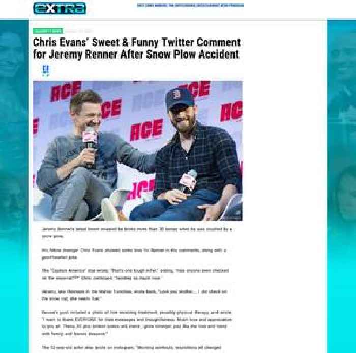 Chris Evans’ Sweet & Funny Twitter Comment for Jeremy Renner After Snow Plow Accident