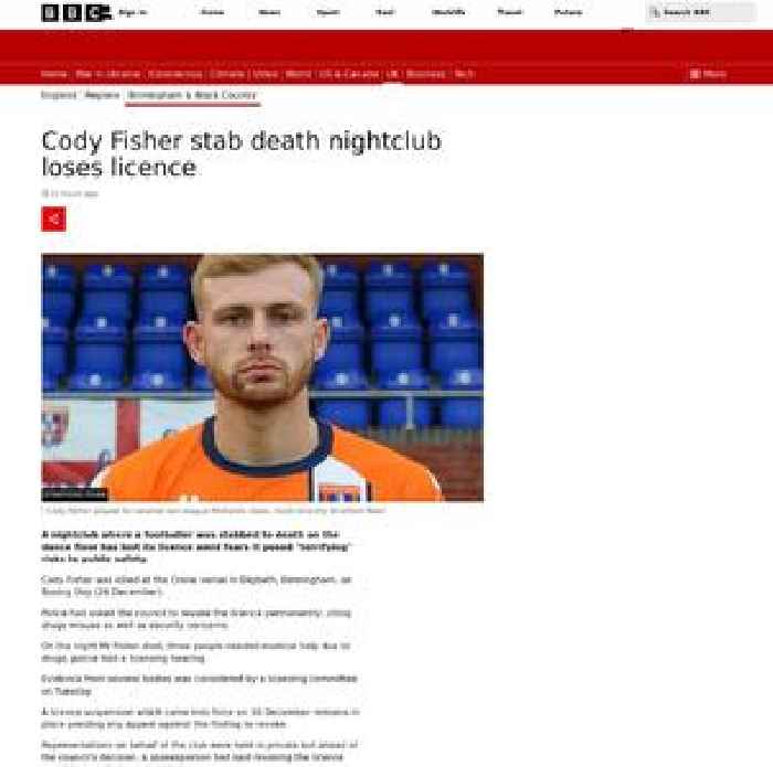 Cody Fisher stab death nightclub loses licence