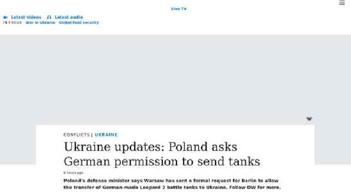 Ukraine updates: Poland asks German permission to send tanks