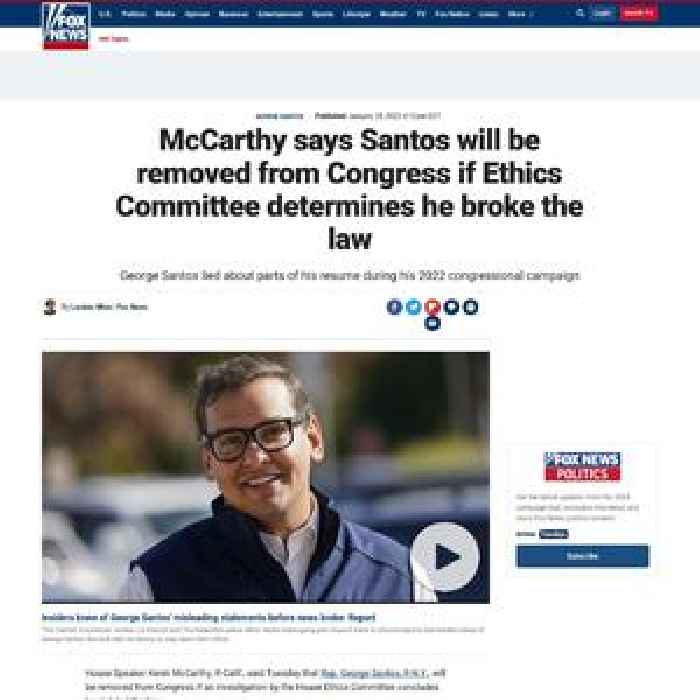 McCarthy says Santos will be removed from Congress if Ethics Committee determines he broke the law