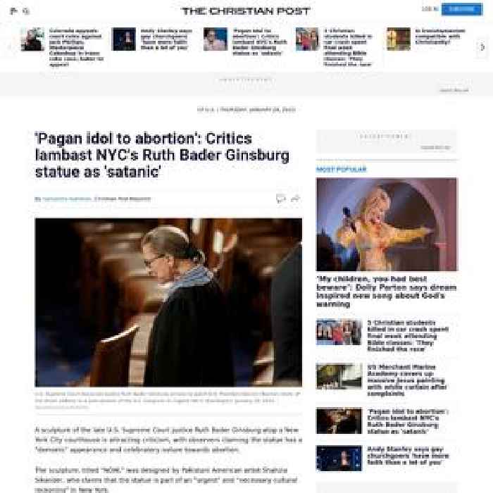 'Pagan idol to abortion': Critics lambast NYC's Ruth Bader Ginsburg statue as 'demonic'