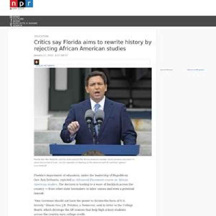 Critics say Florida aims to rewrite history by rejecting African American studies