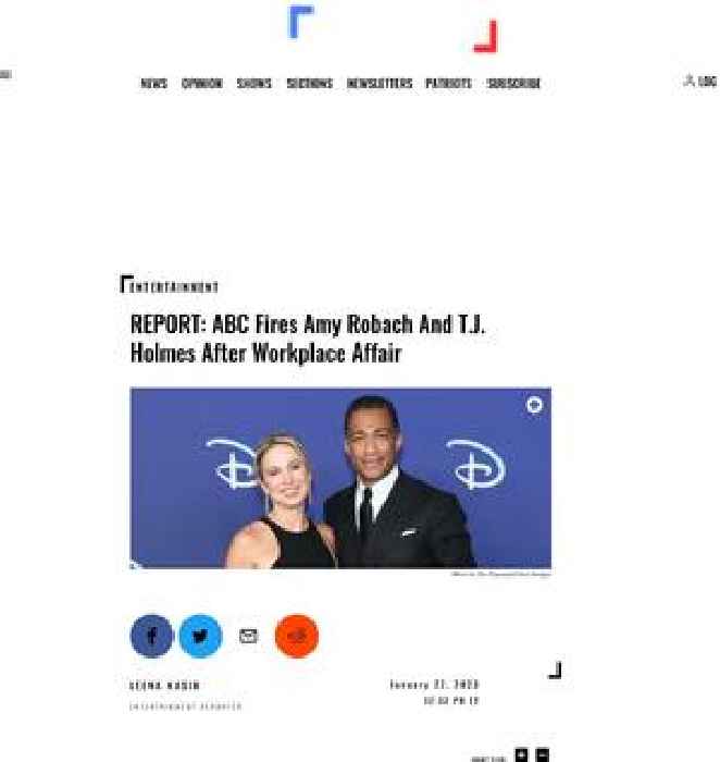 REPORT: ABC Fires Amy Robach And T.J. Holmes After Workplace Affair