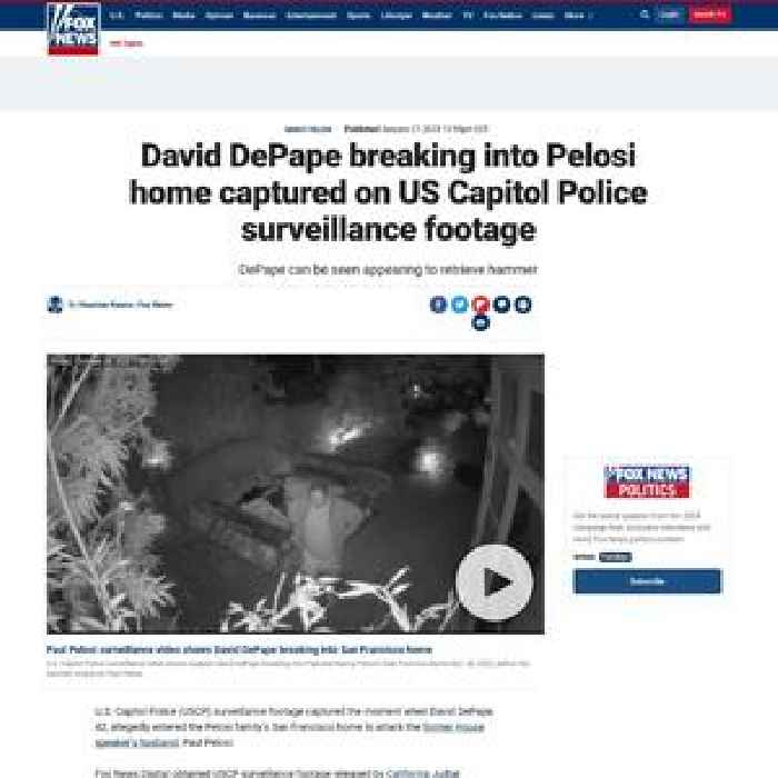 David DePape breaking into Pelosi home captured on US Capitol Police surveillance footage