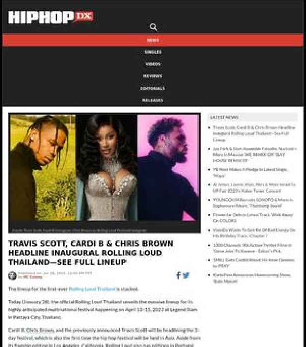Travis Scott, Cardi B & Chris Brown Headline Inaugural Rolling Loud Thailand—See Full Lineup